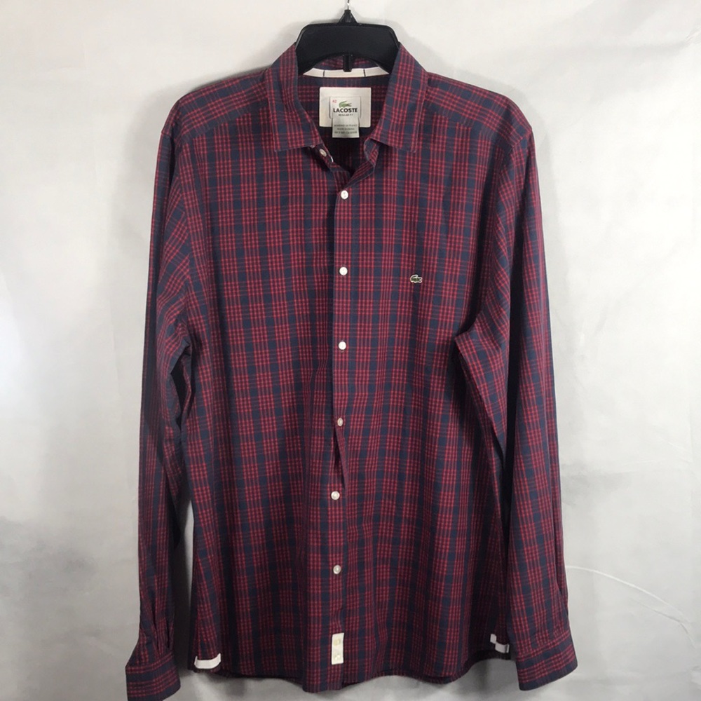 🍁Lacoste Plaid Casual Button Down Shirt